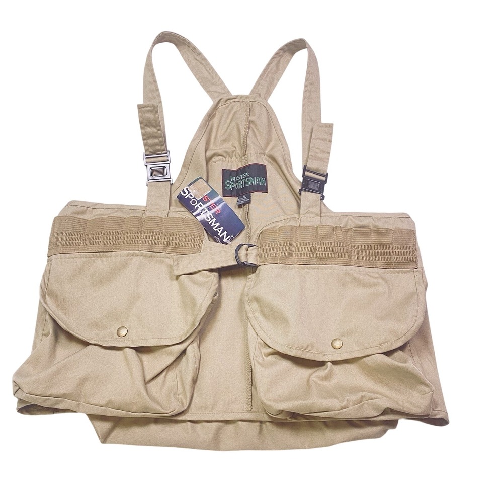 Master Sportsman Hunting Vest With Game Pouch Pockets Beige Tan XL